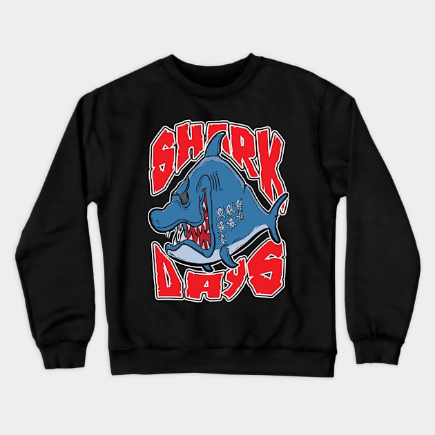 Pirate Shark Days Crewneck Sweatshirt by eShirtLabs